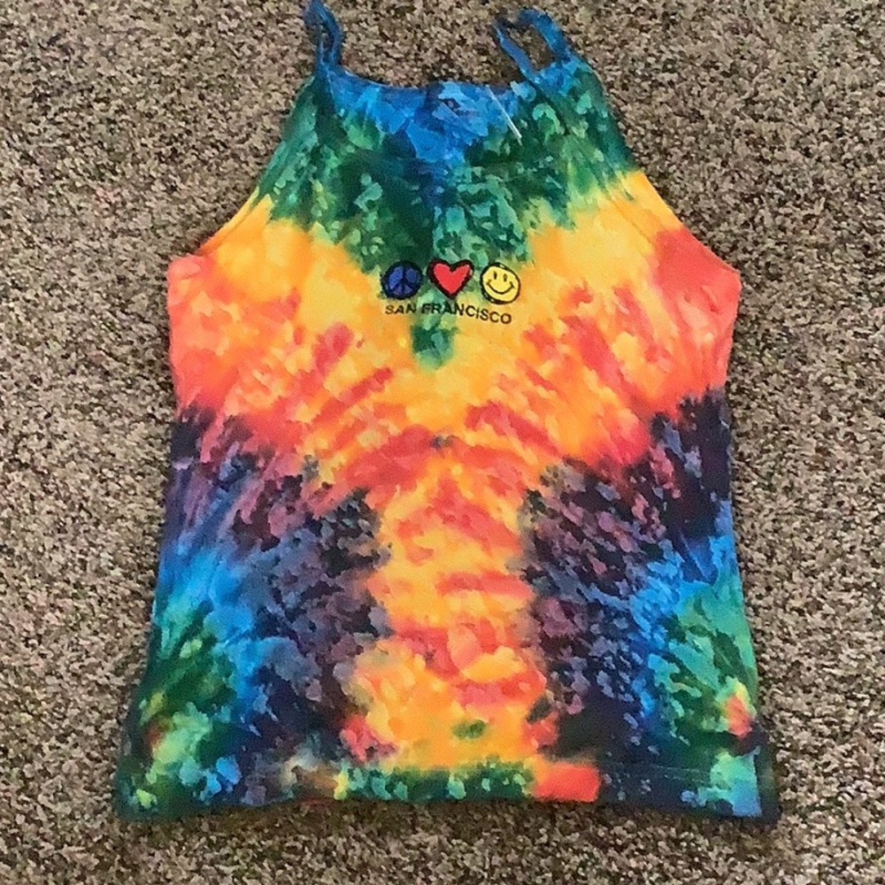 Tie-Dye Rainbow Tank Top with San Francisco Graphic